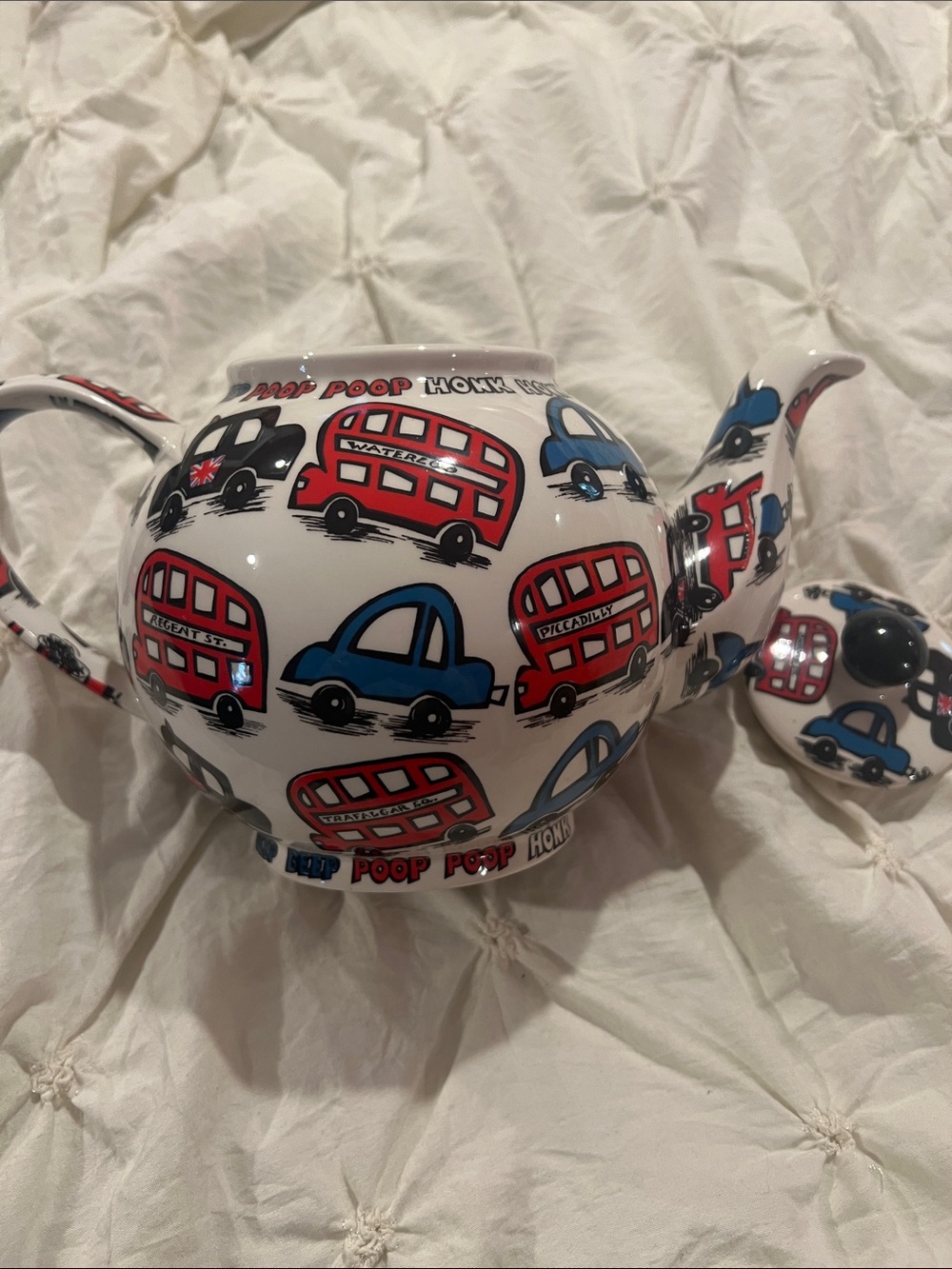 Vintage 1980s Paul Cardew Designs 4 Cup Ceramic Teapot London Transportation
